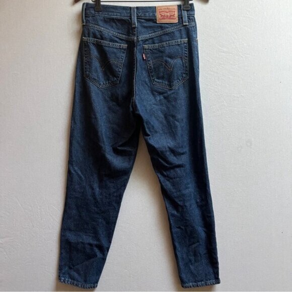 Levi's High Rise Moms Dark Blue Denim Jeans Sz 26 - Picture 2 of 10